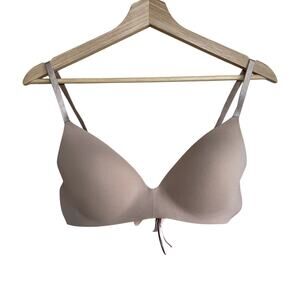 Victoria's‎ Secret beige t-shirt lightly lined wireless bra women's size 34C